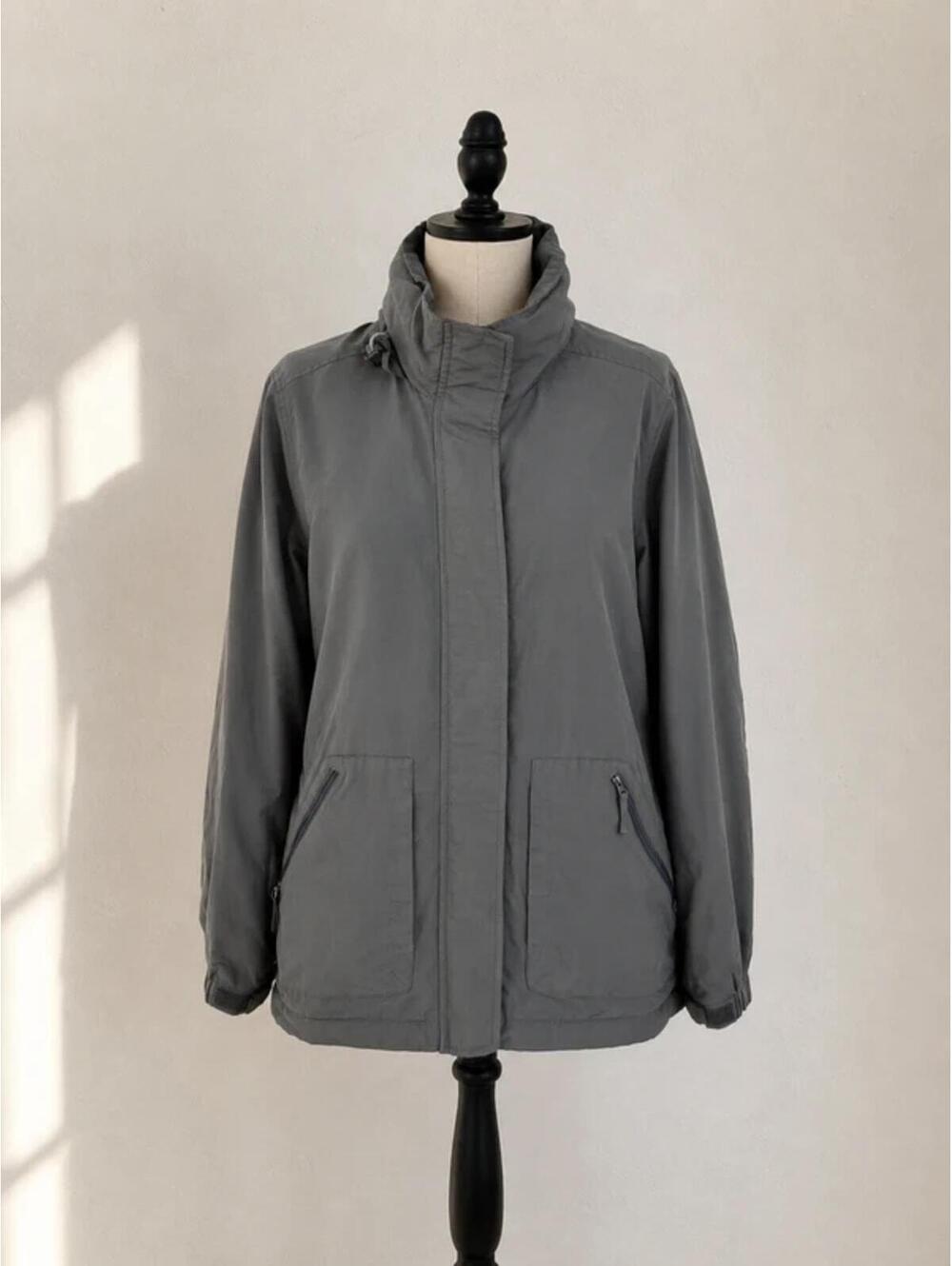 Lands' End Gray Lightweight Utility Jacket Coat Size M